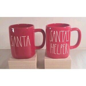 Rae Dunn Artisan Collection By Magenta Santa And Santa's Helper Coffee Tea Mugs